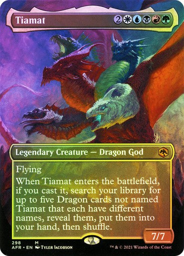 FOIL BORDERLESS Tiamat ~ Adventures in the Forgotten Realms [ NM ] [ Magic MTG ]