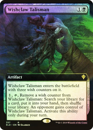 FOIL BORDERLESS Wishclaw Talisman ~ Throne of Eldraine [ NM/EX+ ] [ Magic MTG ]
