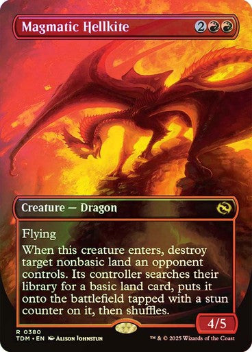 FOIL BORDERLESS Magmatic Hellkite ~ Tarkir: Dragonstorm [ NM ] [ Magic MTG ]