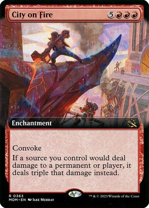 BORDERLESS City on Fire ~ March of the Machine [ NM ] [ Magic MTG ]