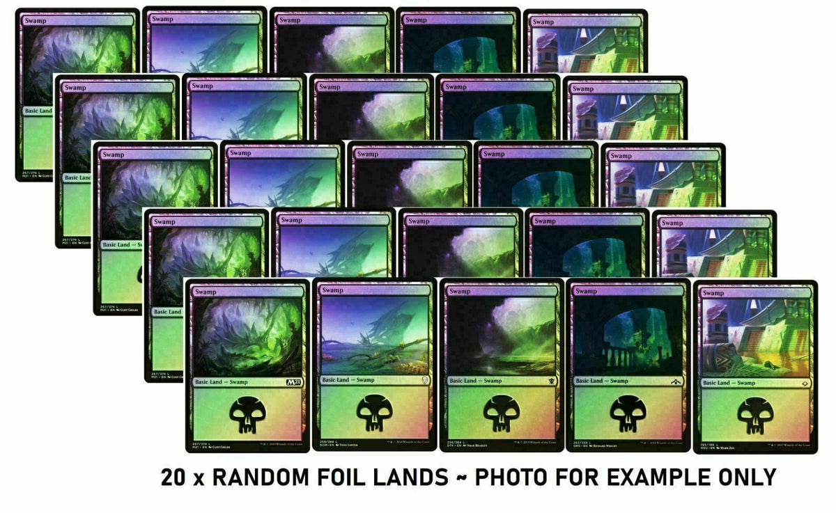 Choose your lot of 20 x FOIL LANDS ~ Mixed Editions [ EX ] [ Magic MTG ]