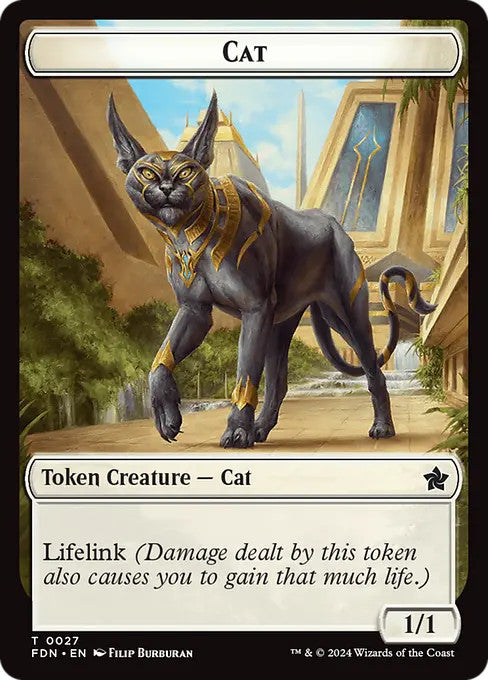 5 x White Cat Lifelink 1/1 Token ~ Random Sets [ EX ] [ Magic MTG ]