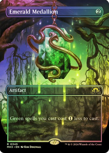 FOIL BORDERLESS Emerald Medallion ~ Modern Horizons 3 [ NM ] [ Magic MTG ]