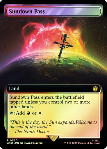 FOIL BORDERLESS Sundown Pass ~ Commander: Doctor Who [ PL ] [ Magic MTG ]