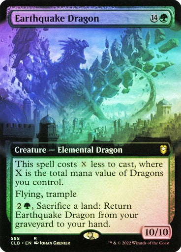FOIL BORDERLESS Earthquake Dragon ~ Commander Legends 2 [ NM ] [ Magic MTG ]
