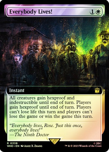 FOIL BORDERLESS Everybody Lives! ~ Commander: Doctor Who [ EX ] [ Magic MTG ]