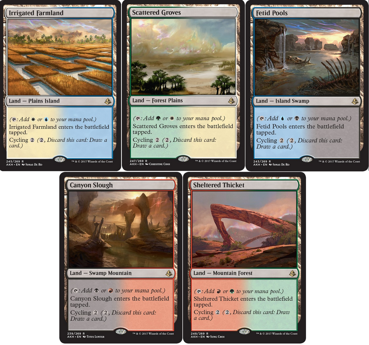 5 x CYCLING Allied Dual Lands ( Mixed Editions, 1 of each ) [ EX ] [ Magic MTG ]