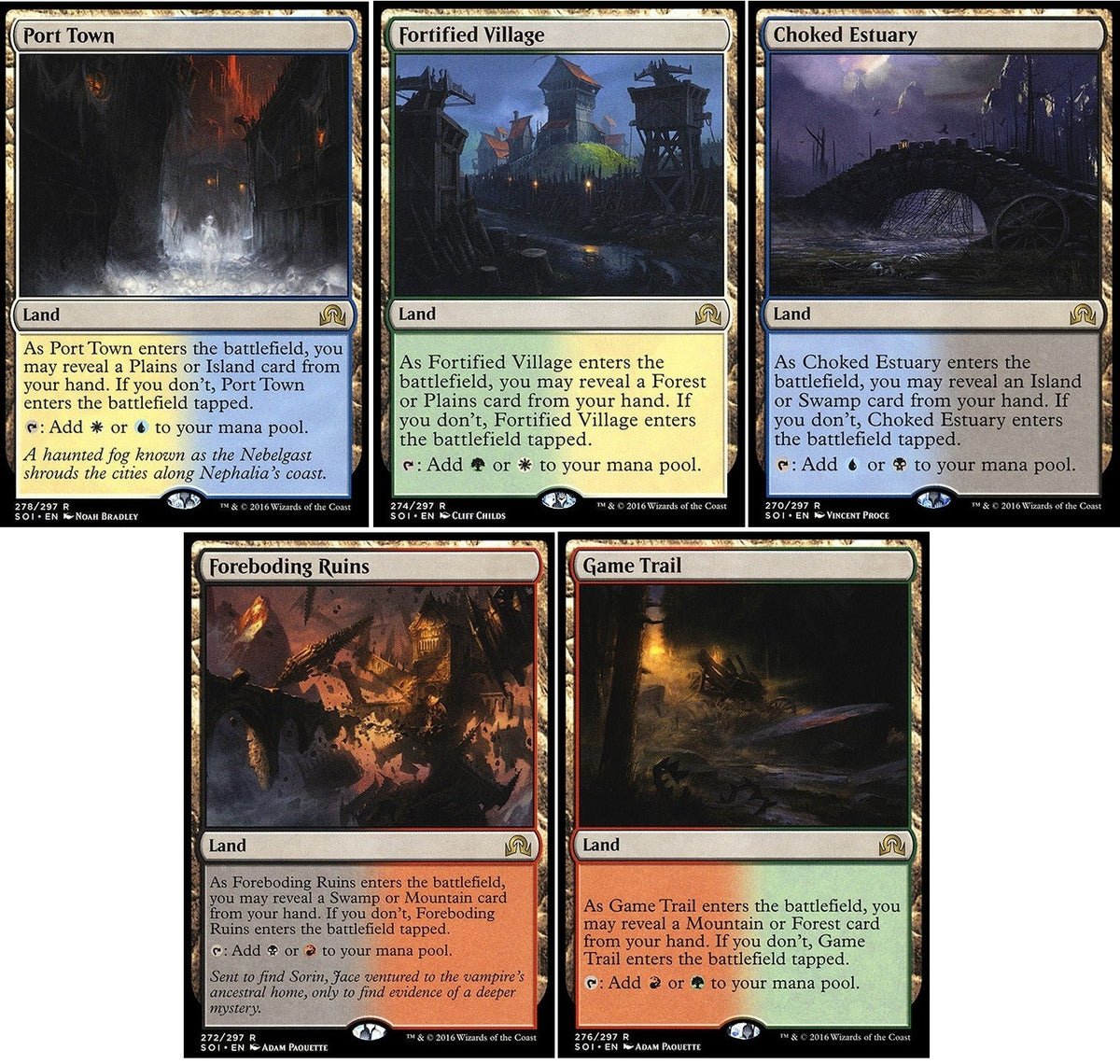 5 x Reveal ALLIED Lands ( Mixed Editions, 1 of each ) [ EX ] [ Magic MTG ]