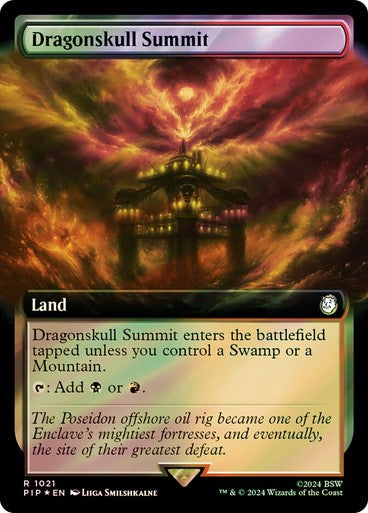 FOIL SURGE BORDERLESS Dragonskull Summit ~ Commander: Fallout [ NM ] [ MTG ]