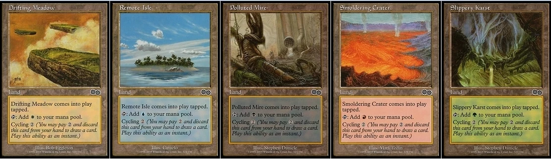 5 x Urza's Cycling Lands ( Urza's Saga, 1 of each ) [ EX/PL ] [ Magic MTG ]