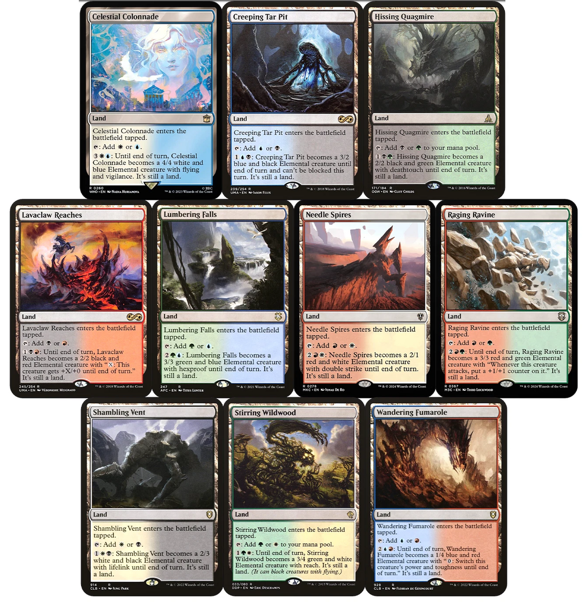 10 x CREATURE Dual Lands ( Mixed Editions, 1 of each ) [ EX ] [ Magic MTG ]