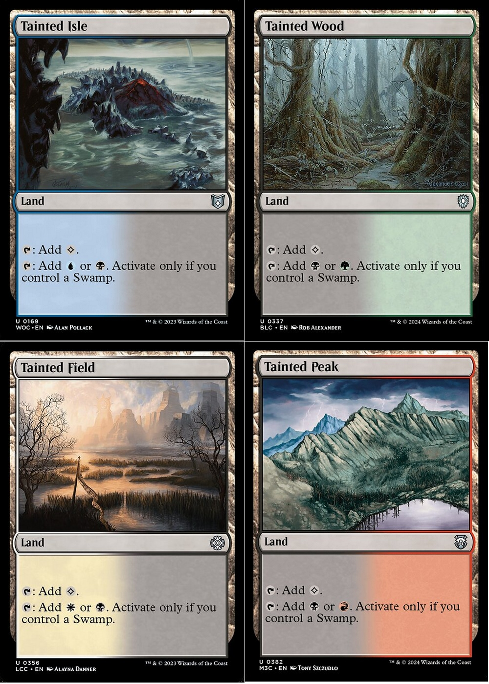4 x TAINTED Dual Lands (Mixed Editions , 1 of each) [ EX ] [ Magic MTG ]