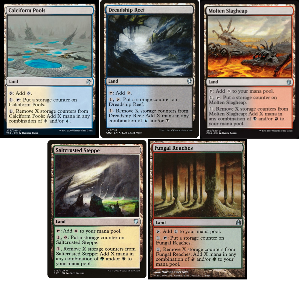5 x STORAGE Dual Lands (Mixed Editions , 1 of each) [ EX ] [ Magic MTG ]