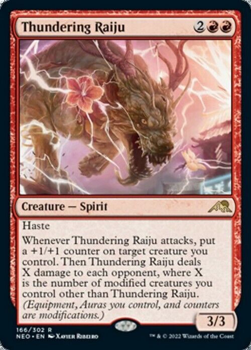 Thundering Raiju ~ Kamigawa: Neon Dynasty [ NearMint ] [ Magic MTG ] - London Magic Traders Limited