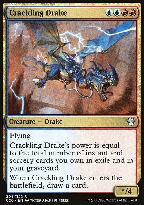 Crackling Drake ~ Commander: Ikoria [ Excellent ] [ Magic MTG ] - London Magic Traders Limited