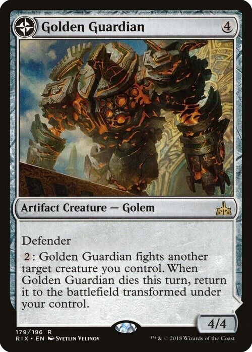 Golden Guardian / Gold-Forge Guardian ~ Rivals of Ixalan [ EX ] [ Magic MTG ] - London Magic Traders Limited