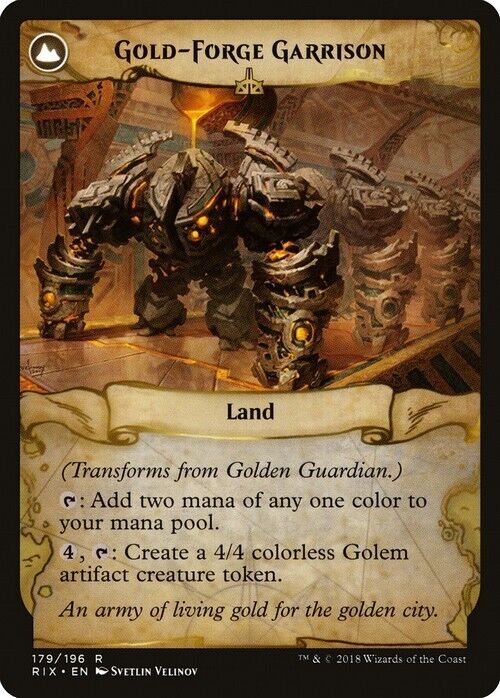 Golden Guardian / Gold-Forge Guardian ~ Rivals of Ixalan [ EX ] [ Magic MTG ] - London Magic Traders Limited