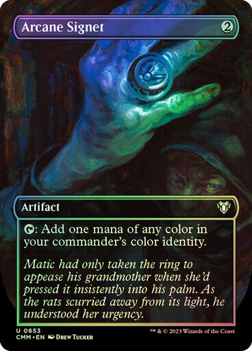 FOIL BORDERLESS Arcane Signet ~ Commander Masters [ NM ] [ Magic MTG ] - London Magic Traders Limited