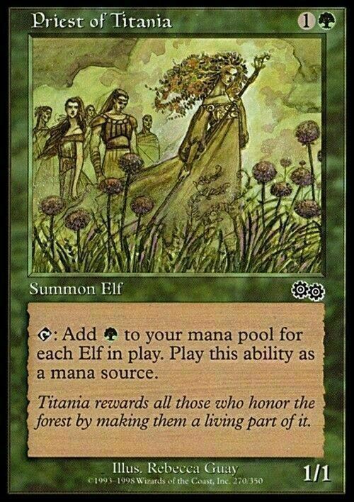 Priest of Titania ~ Urza's Saga [ Excellent ] [ Magic MTG ] - London Magic Traders Limited