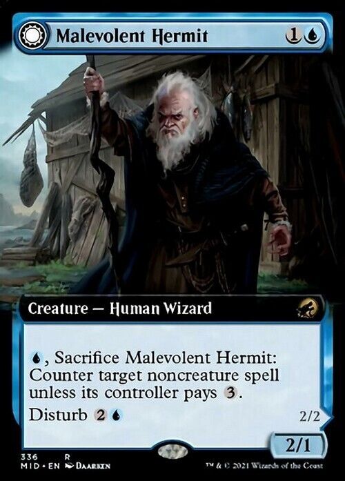BORDERLESS Malevolent Hermit ~ Midnight Hunt [ NearMint ] [ Magic MTG ] - London Magic Traders Limited