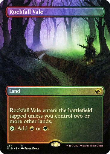 FOIL BORDERLESS Rockfall Vale ~ Midnight Hunt [ NearMint ] [ Magic MTG ]