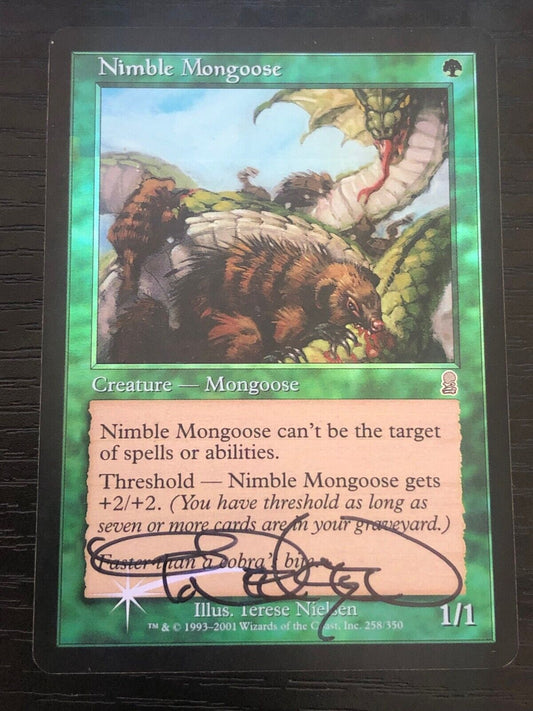 FOIL SIGNED Nimble Mongoose ~ Odyssey [ GOOD CONDITION ] [ Magic MTG ] - London Magic Traders Limited