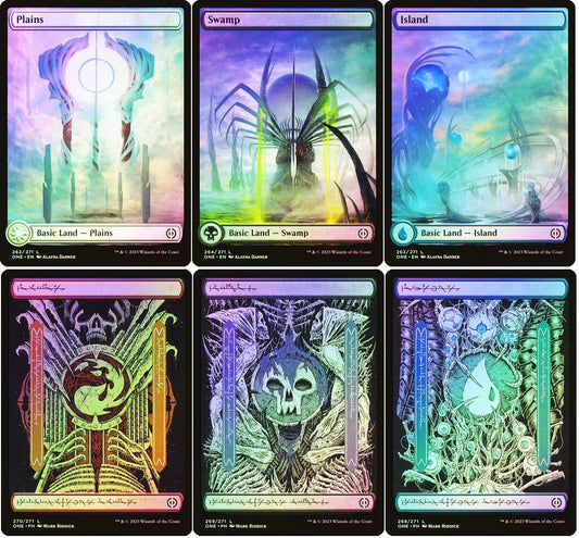 Choose your FOIL Full Art Land ~ Phyrexia: All Will Be One [ NM ] [ Magic MTG ]
