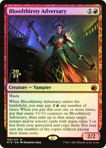 FOIL Bloodthirsty Adversary ~ Prerelease Midnight Hunt [ NM ] [ Magic MTG ] - London Magic Traders Limited